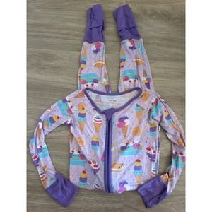 Little Sleepies 2T Ice Cream Social Bamboo Zippy Purple Pajamas Romper LS PLAY